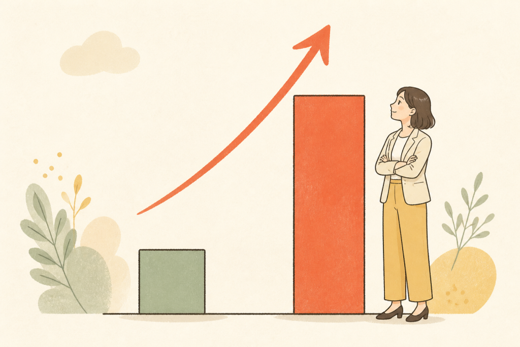 管理職経験のある女性の転職数が数年で大きく伸びたことを示す図