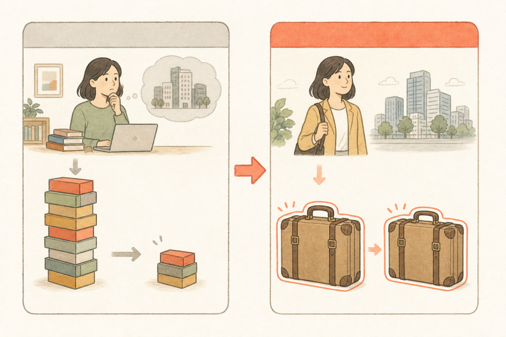 業界を変えると専門知識は大きく目減りするが持ち運べるスキルは残ることを示した比較図