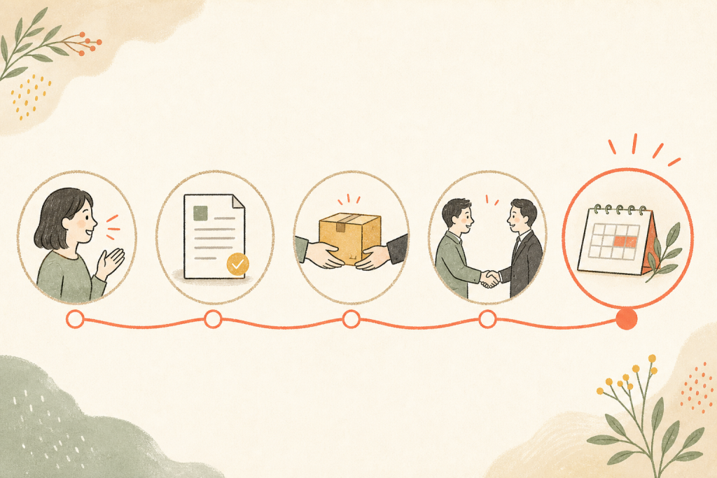 退職を切り出してから退職日までの流れを示すタイムライン図