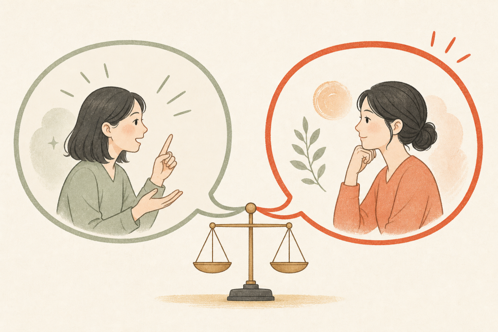 よくある引き止め文句と冷静な切り返しを対比した図