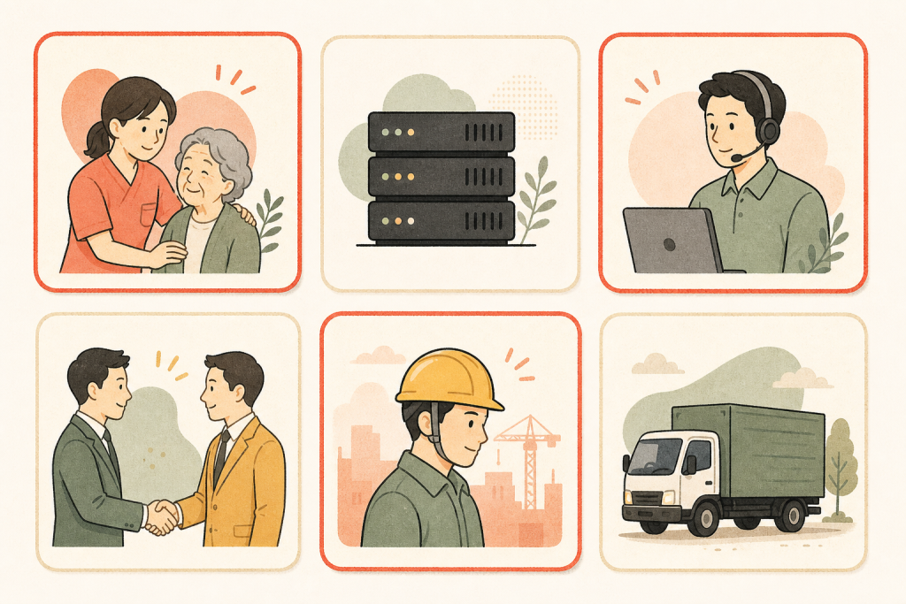 30代未経験から挑戦しやすい職種を並べたマップ図